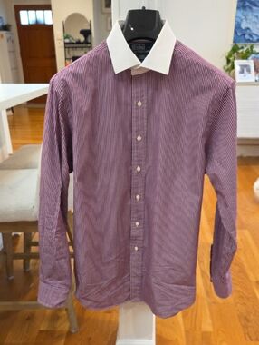 Polo by Ralph Lauren Purple Pinstripe Dress Shirt with White Contrast Collar